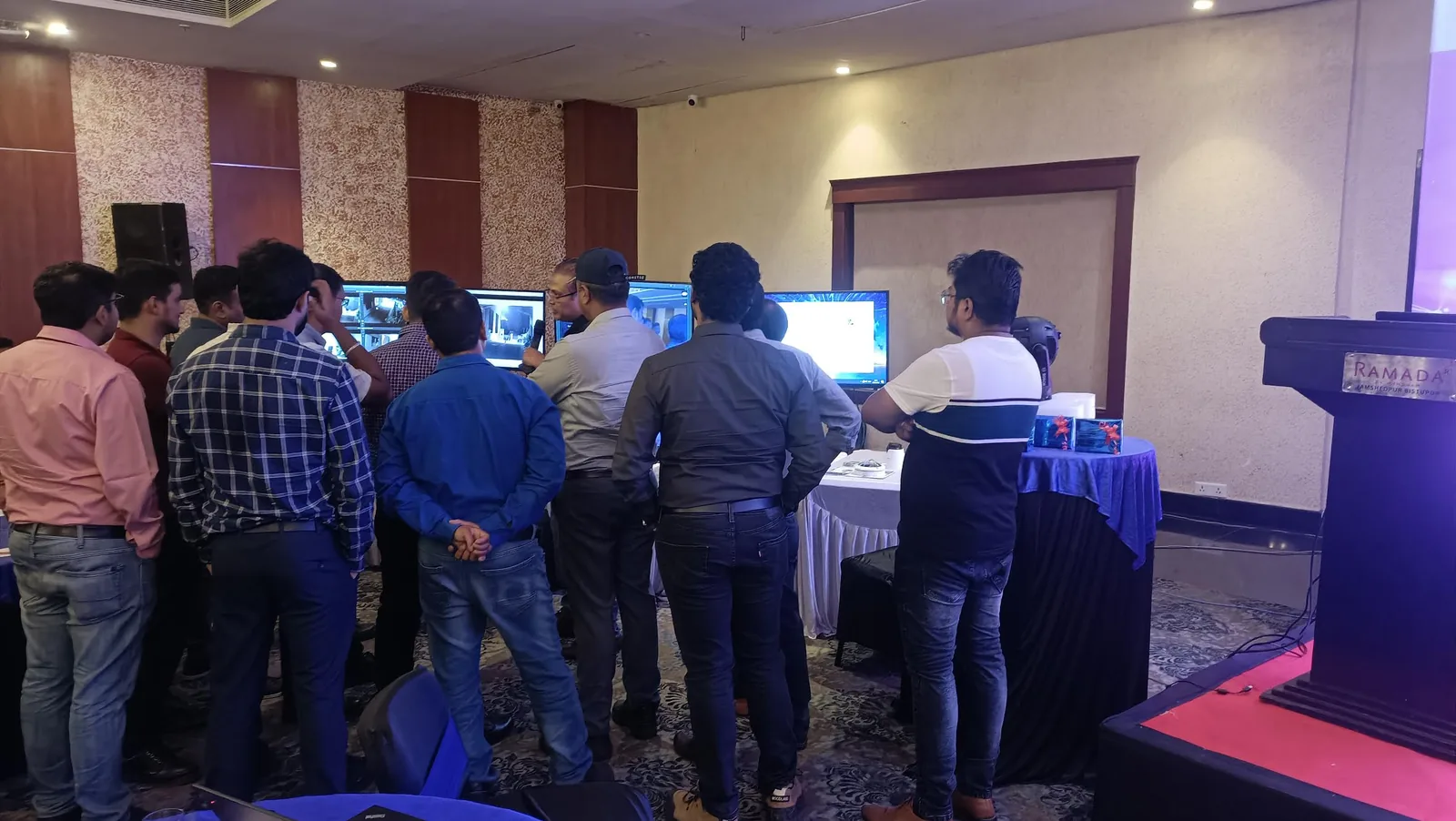 Group attending a N.K. Network Solutions Pvt. Ltd. live technology demonstration